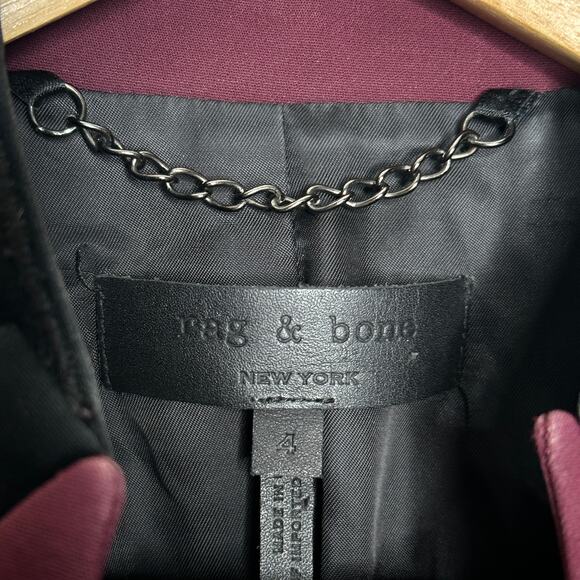 RAG & BONE Archer Two Tone Slim Tailored Blazer Port Wine Maroon Sz 4 {V33} - Picture 6 of 7